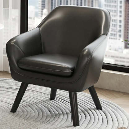 Ergonomic Brown Oiled Leather Accent Chair