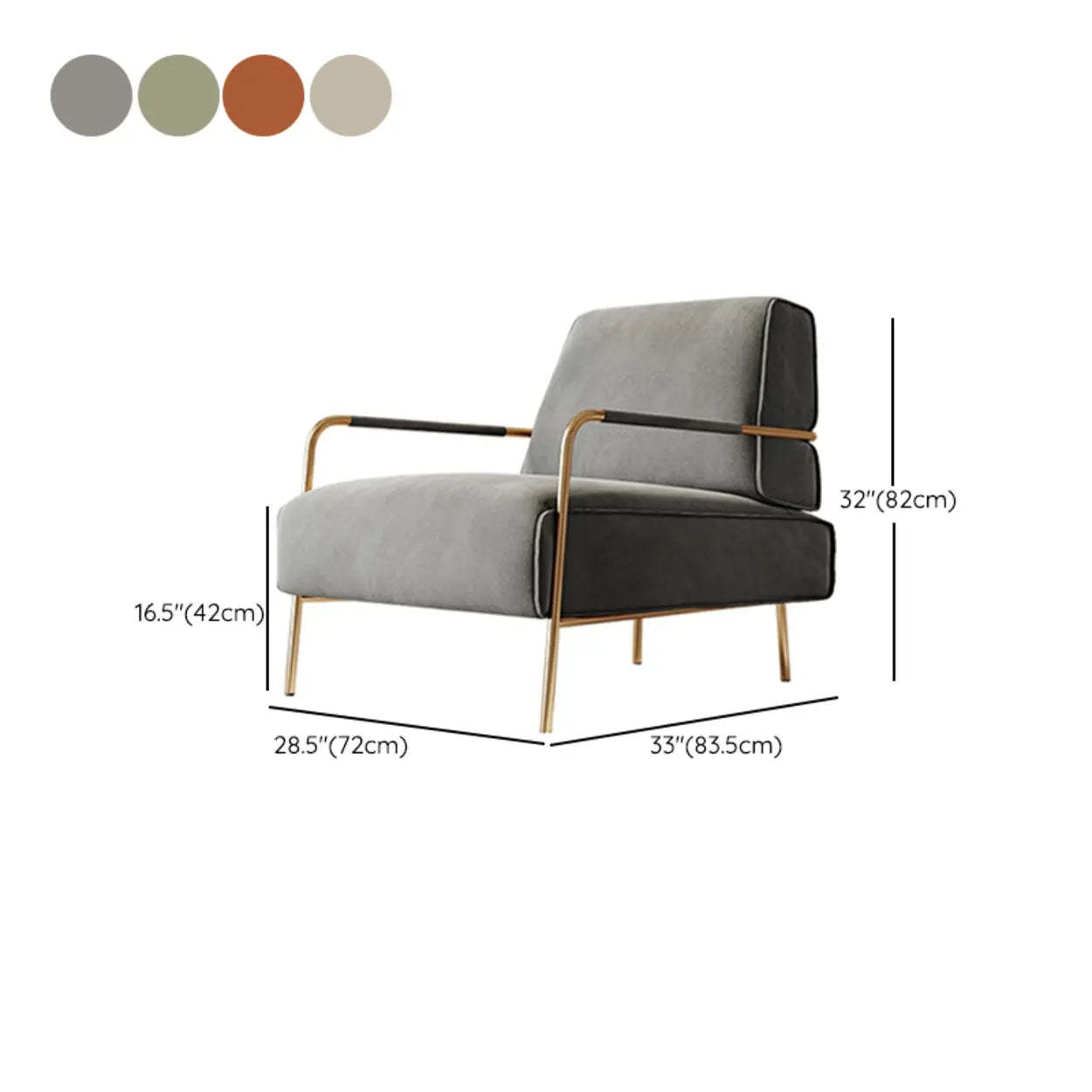 Ergonomic Camel Abrasive Cloth Fixed Back Arm Chair
