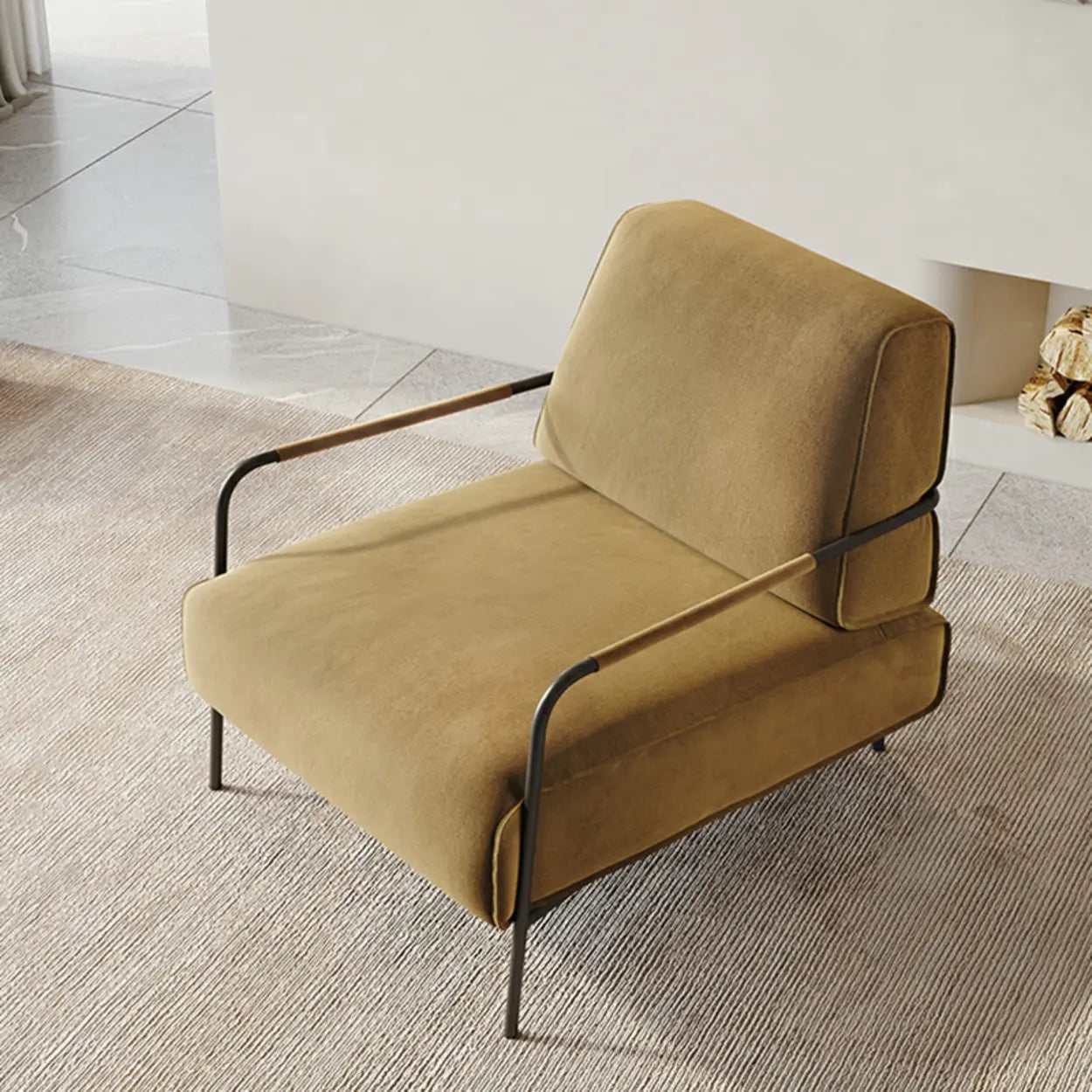 Ergonomic Camel Abrasive Cloth Fixed Back Arm Chair — Carbon Steel / Matcha Green / Abrasive Cloth