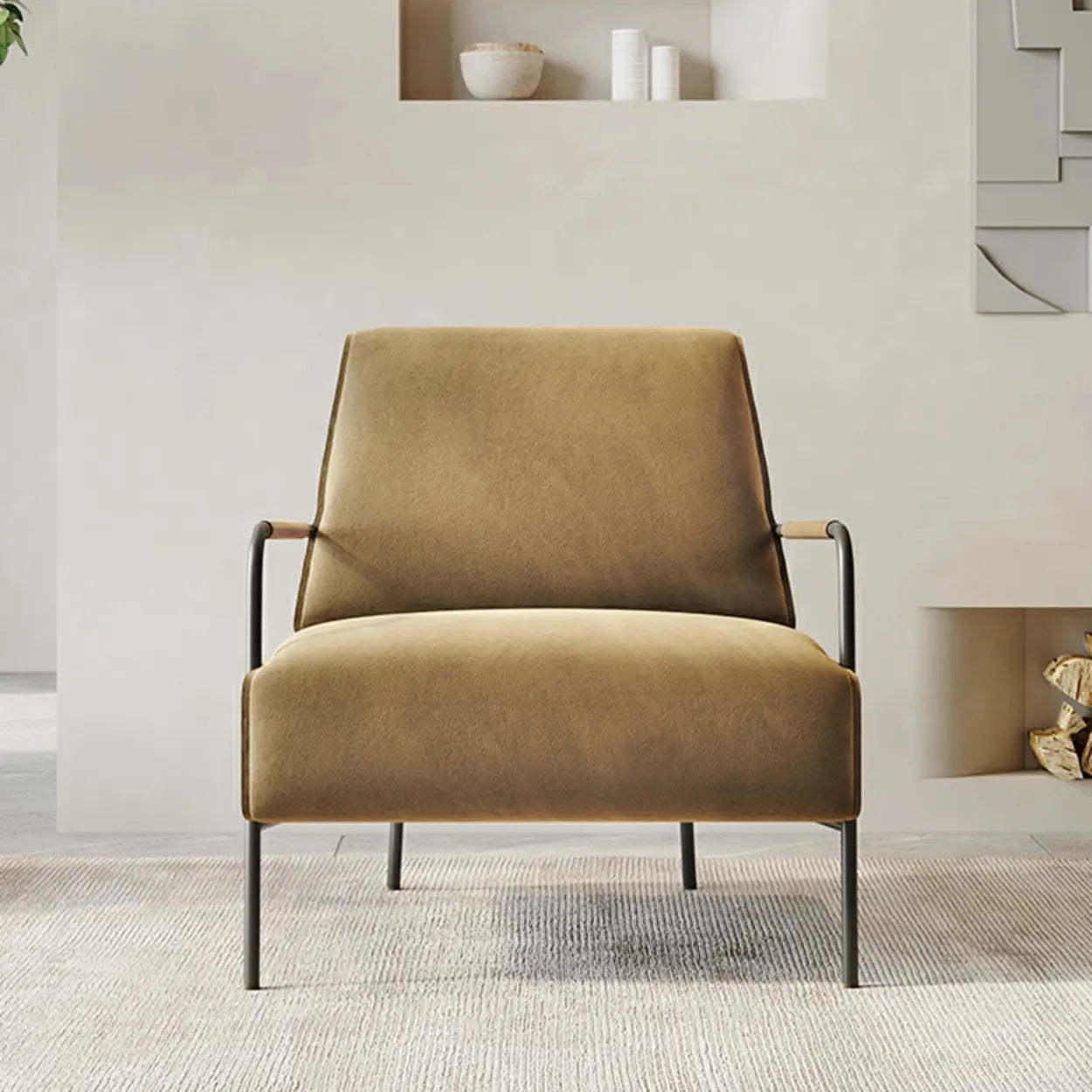 Ergonomic Camel Abrasive Cloth Fixed Back Arm Chair — Metal / Light Gray / Abrasive Cloth