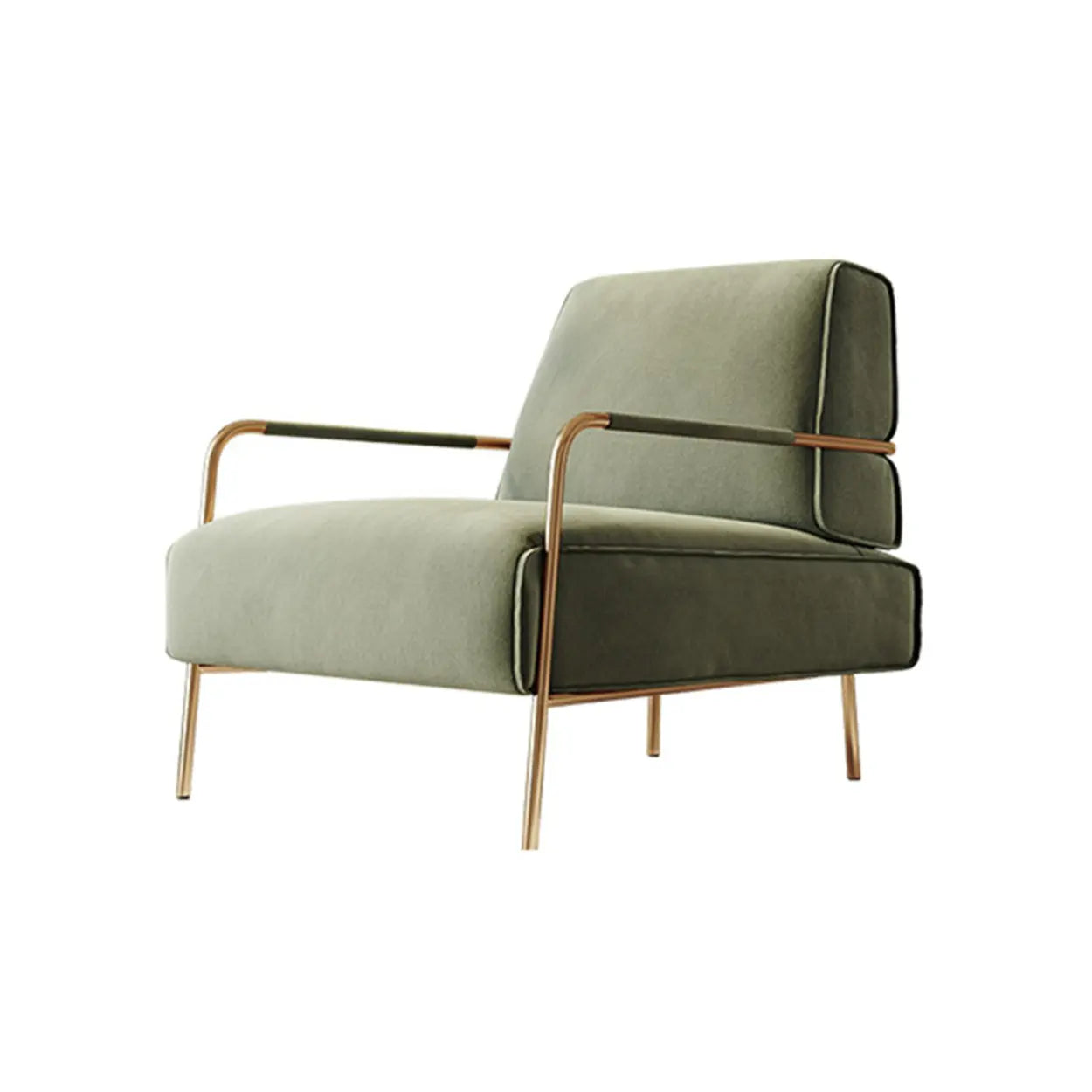 Ergonomic Camel Abrasive Cloth Fixed Back Arm Chair — Metal / Matcha Green / Abrasive Cloth