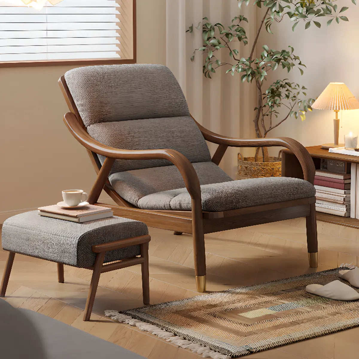 Ergonomic Coffee Sewn Pillow Back Reclining Arm Chair