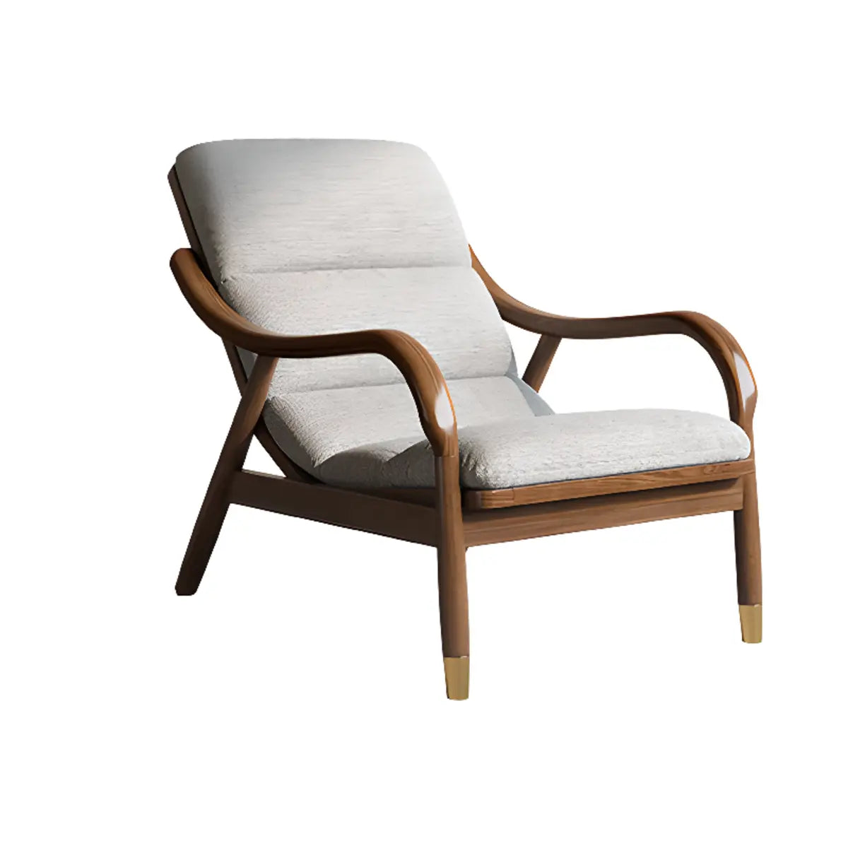 Ergonomic Coffee Sewn Pillow Back Reclining Arm Chair — Accent Chair with Ottoman / Coffee / Cotton and Linen