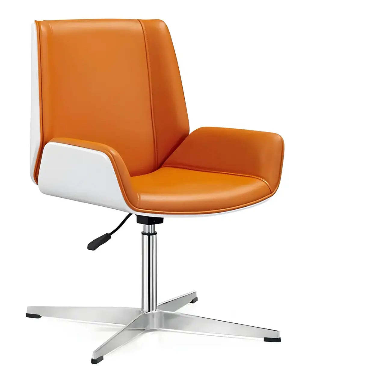 Ergonomic Faux Leather Swivel Office Chair — Orange / High-Back (Over 22 in.) / Casters Included
