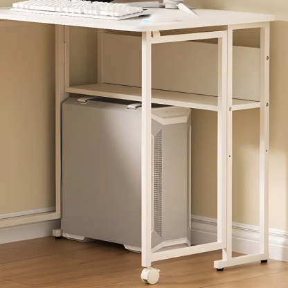 Ergonomic White Wood Foldable Writing Desk with Casters