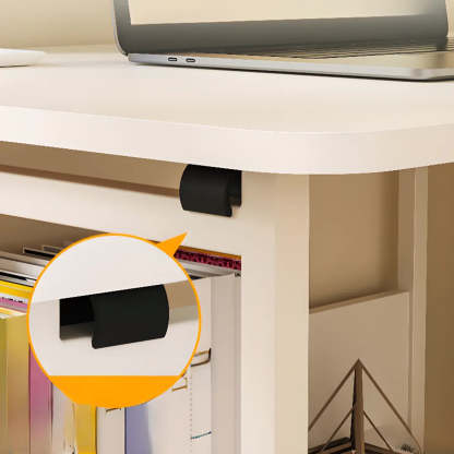 Ergonomic White Wood Foldable Writing Desk with Casters