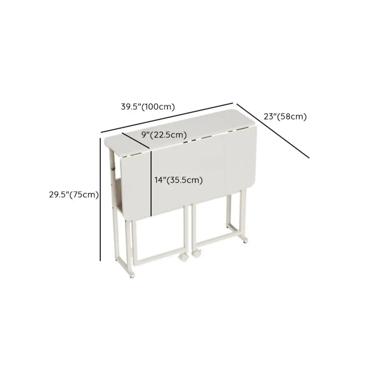Ergonomic White Wood Foldable Writing Desk with Casters