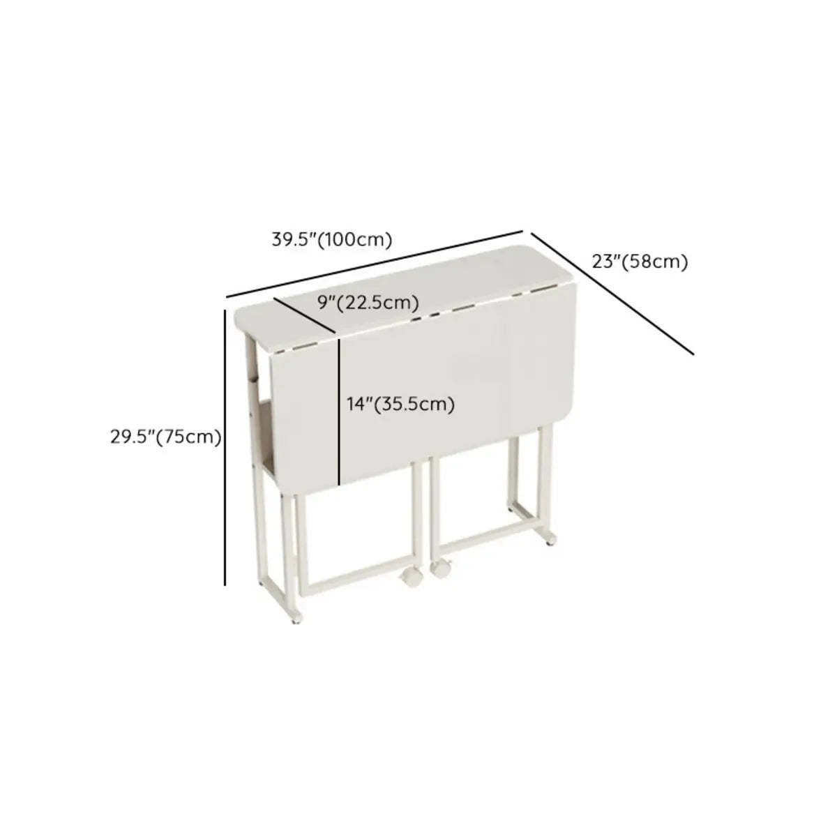 Ergonomic White Wood Foldable Writing Desk with Casters