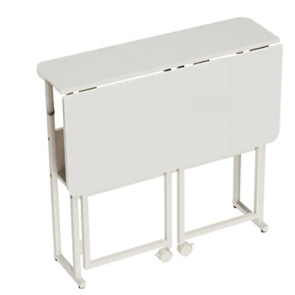 Ergonomic White Wood Foldable Writing Desk with Casters