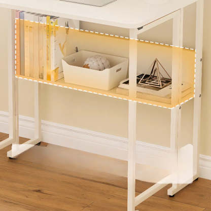 Ergonomic White Wood Foldable Writing Desk with Casters