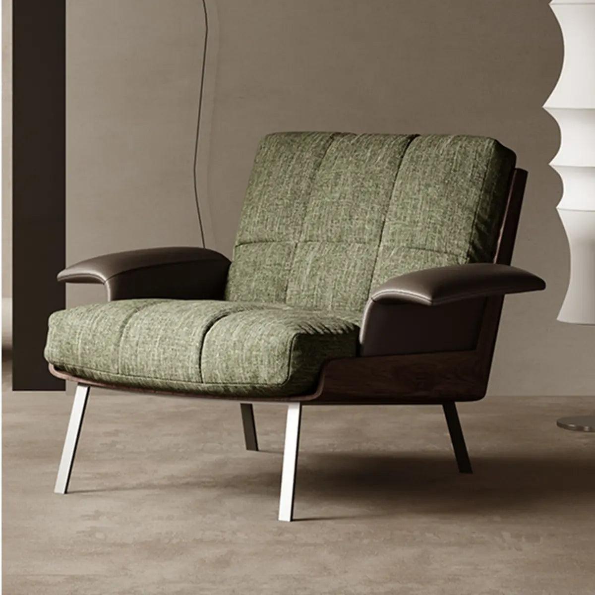 Ergonomic Green Flared Arm Lounge Chair