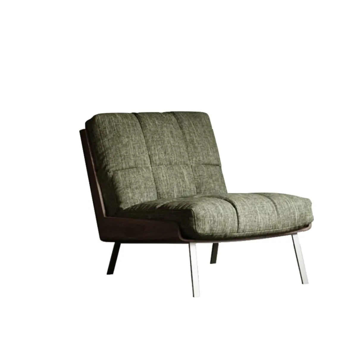 Ergonomic Green Flared Arm Lounge Chair — Cotton and Linen
