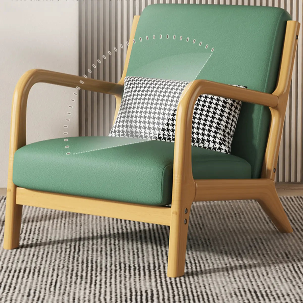 Ergonomic Green Tech Cloth Four Leg Accent Chair