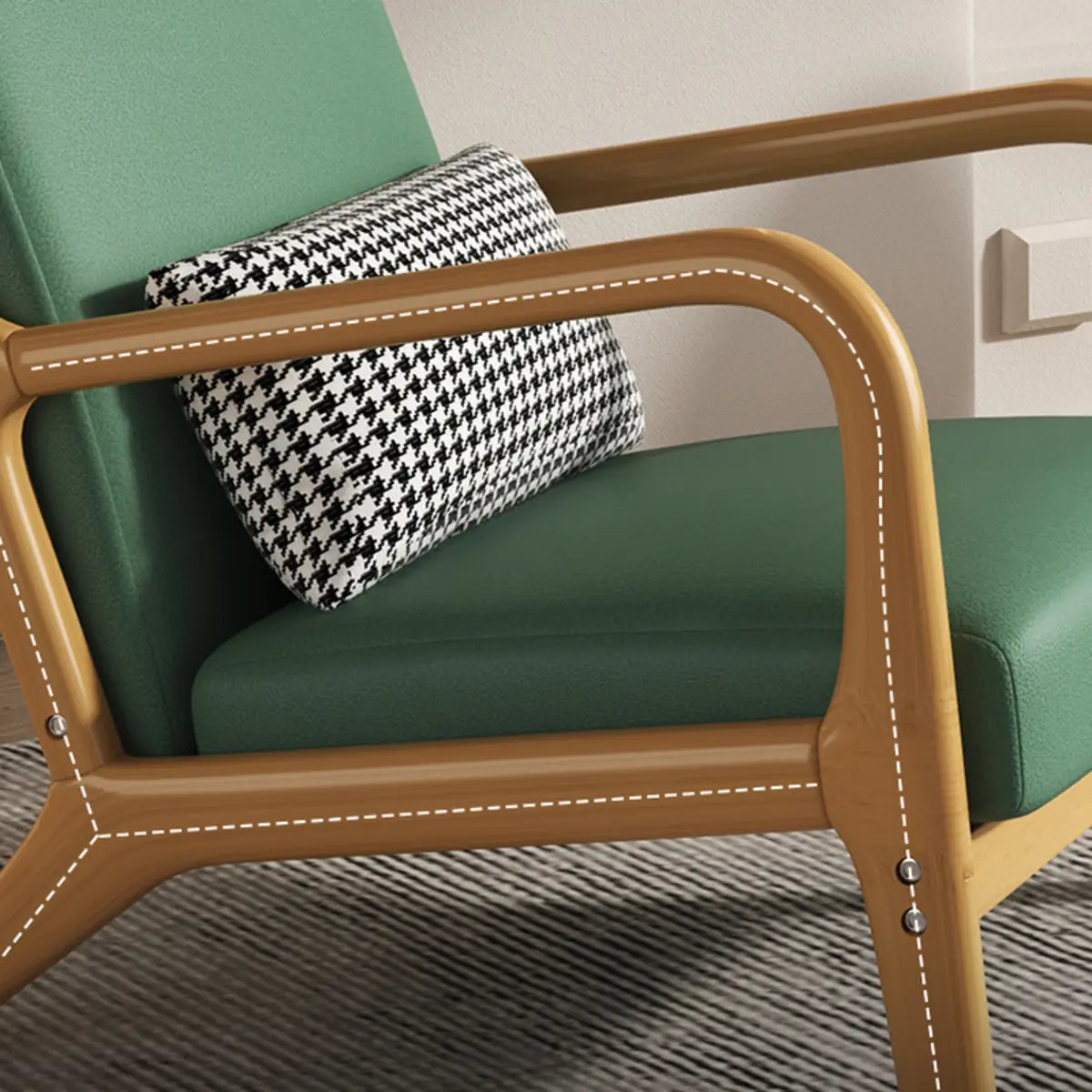 Ergonomic Green Tech Cloth Four Leg Accent Chair