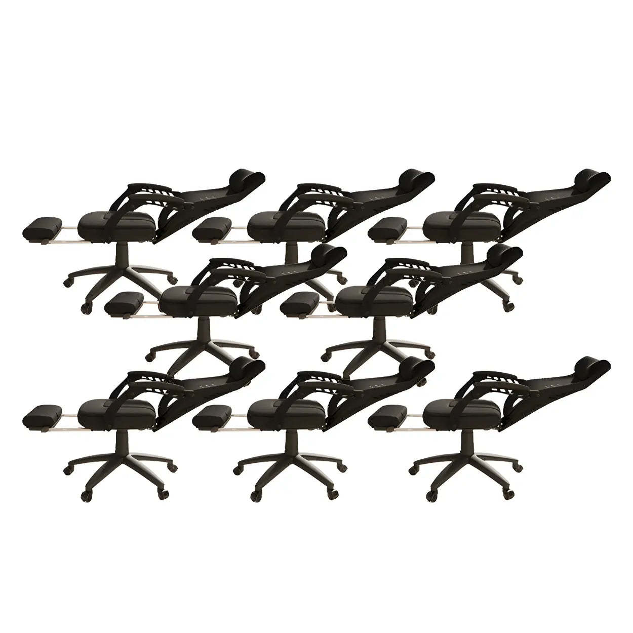 Ergonomic Black Mesh High-Back Office Chair — White / 6 Piece Set / Without Footrest