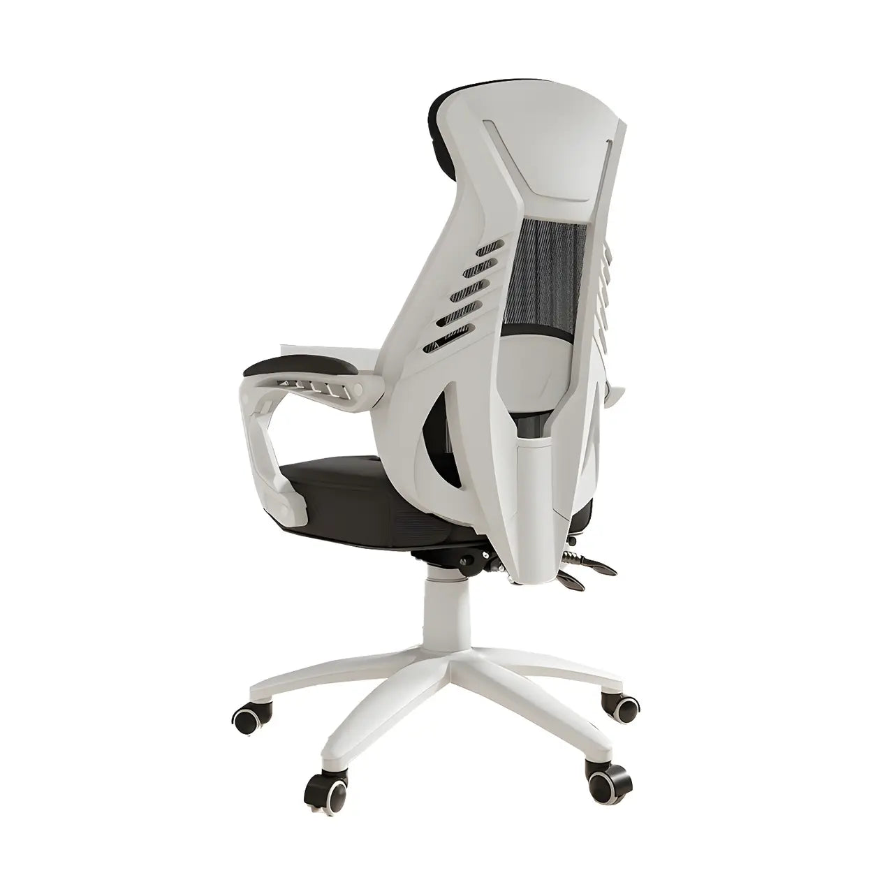 Ergonomic Black Mesh High-Back Office Chair — White / 8 Piece Set / With Footrest