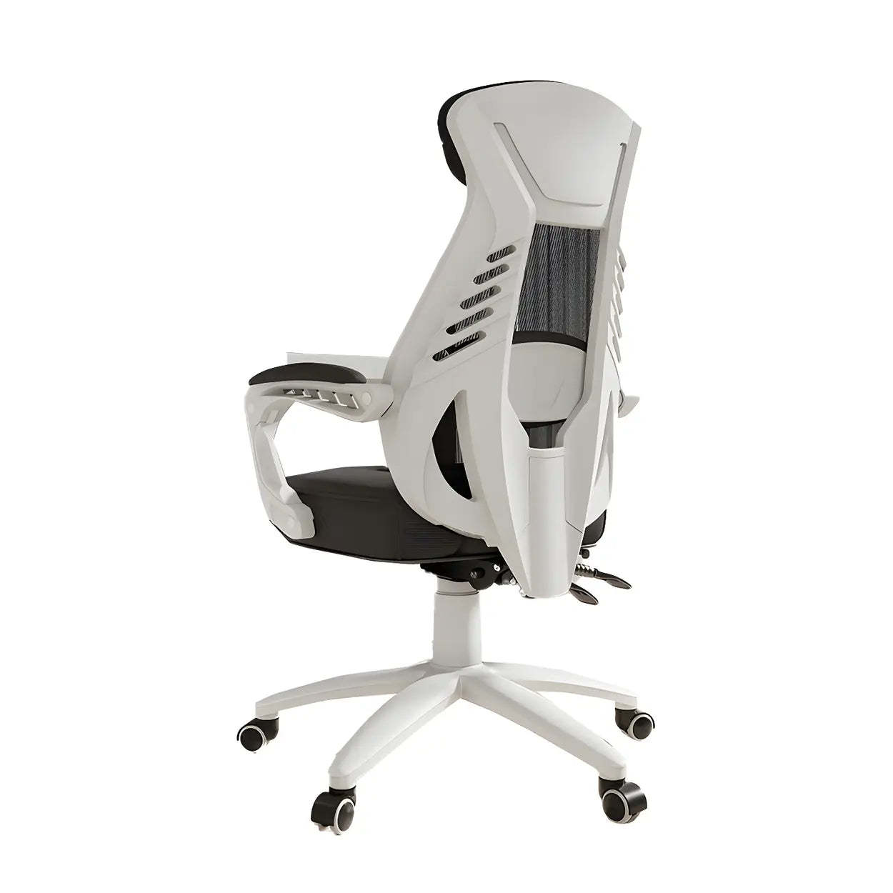 Ergonomic Black Mesh High-Back Office Chair — White / 8 Piece Set / With Footrest