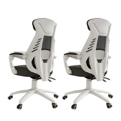 Ergonomic Black Mesh High-Back Office Chair — White / 8 Piece Set / Without Footrest