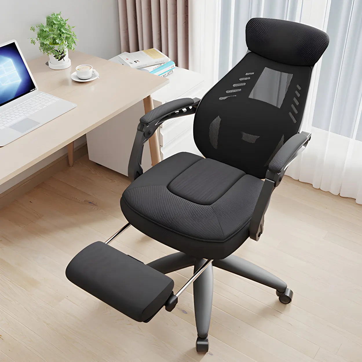 Ergonomic Black Mesh High-Back Office Chair — Black / 2 Piece Set / Without Footrest