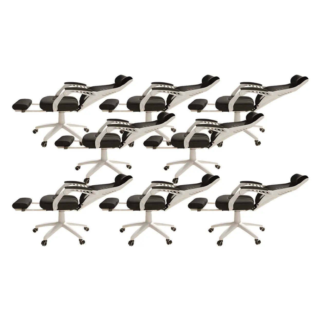 Ergonomic Black Mesh High-Back Office Chair — Black / 6 Piece Set / With Footrest