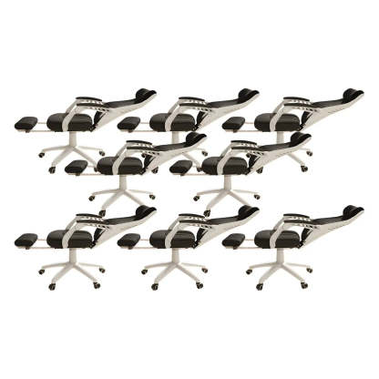 Ergonomic Black Mesh High-Back Office Chair — Black / 6 Piece Set / With Footrest