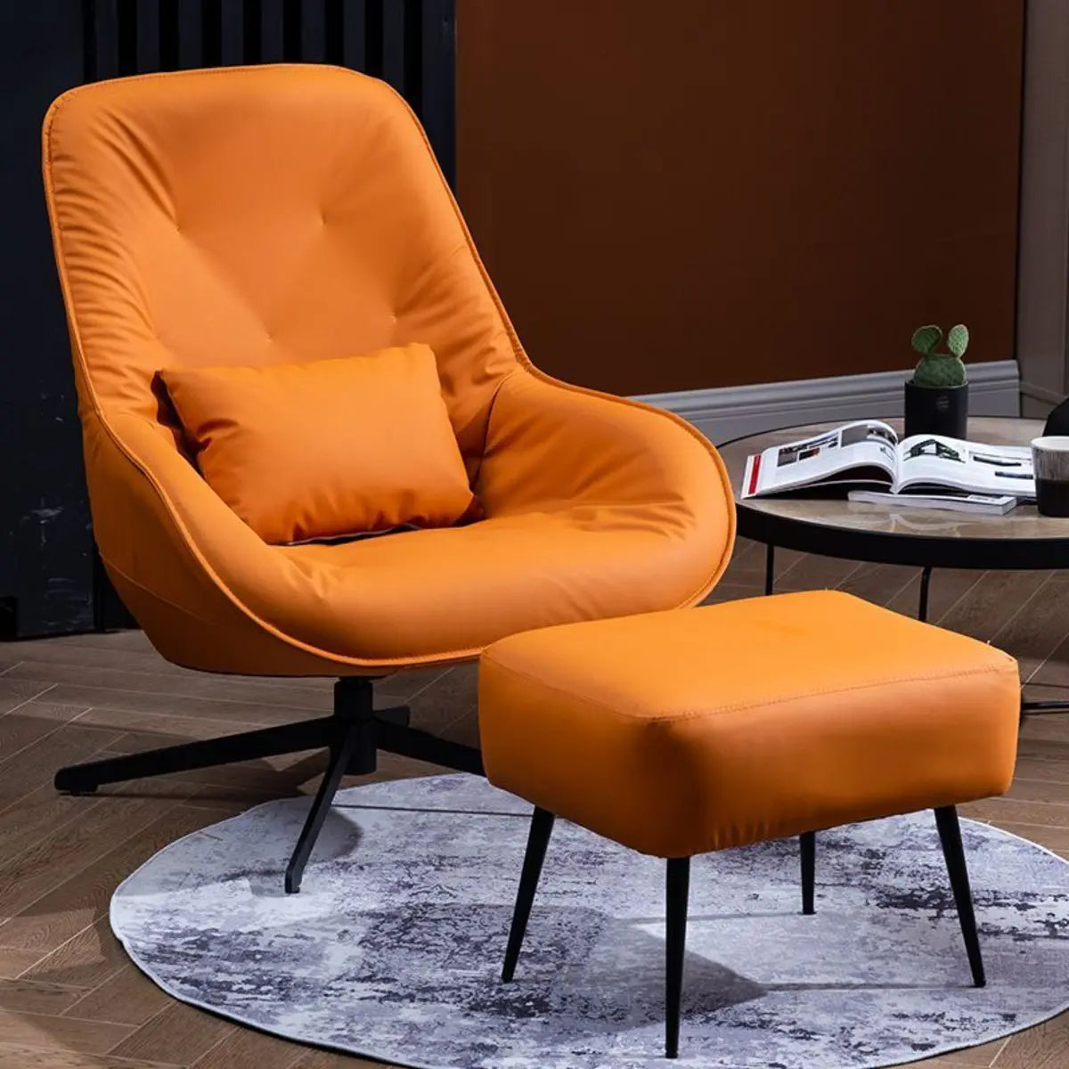 Ergonomic Leather Tufted Swivel Accent Chair