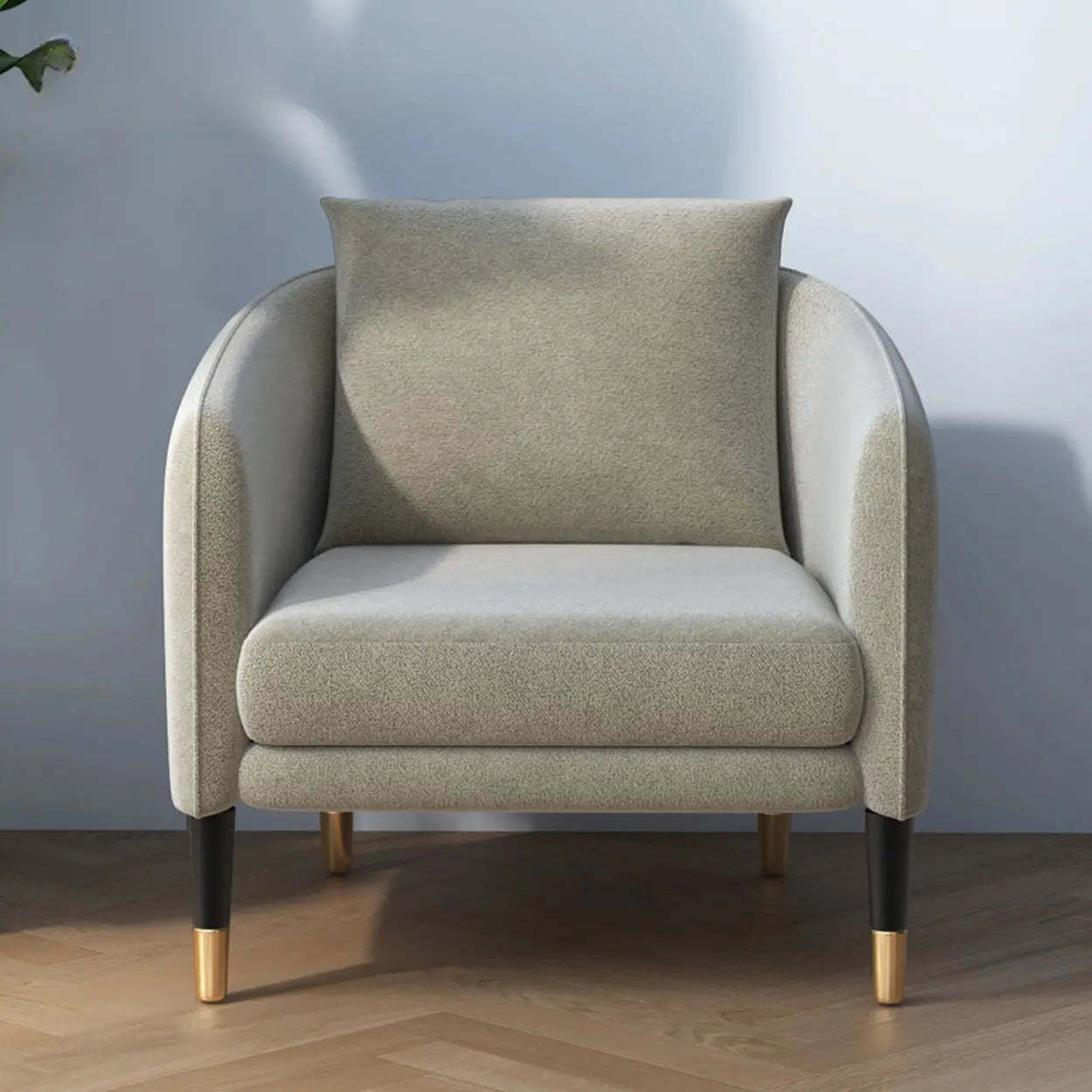 Ergonomic Linen Cushion Back Four Leg Barrel Chair