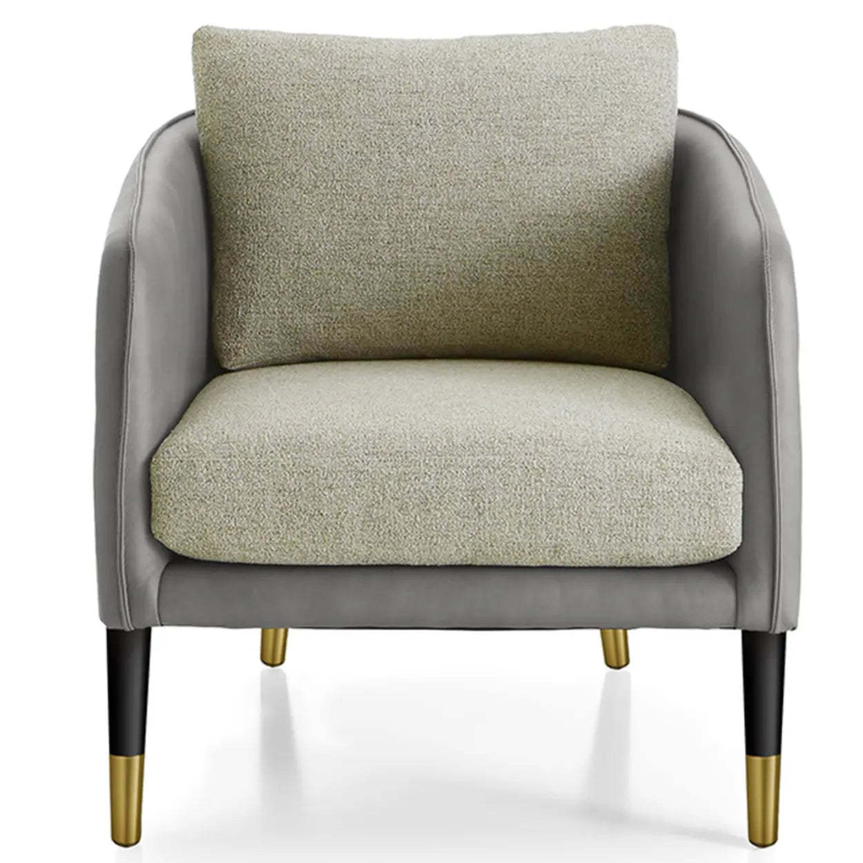 Modern back leg accent chairs in linen metal brass