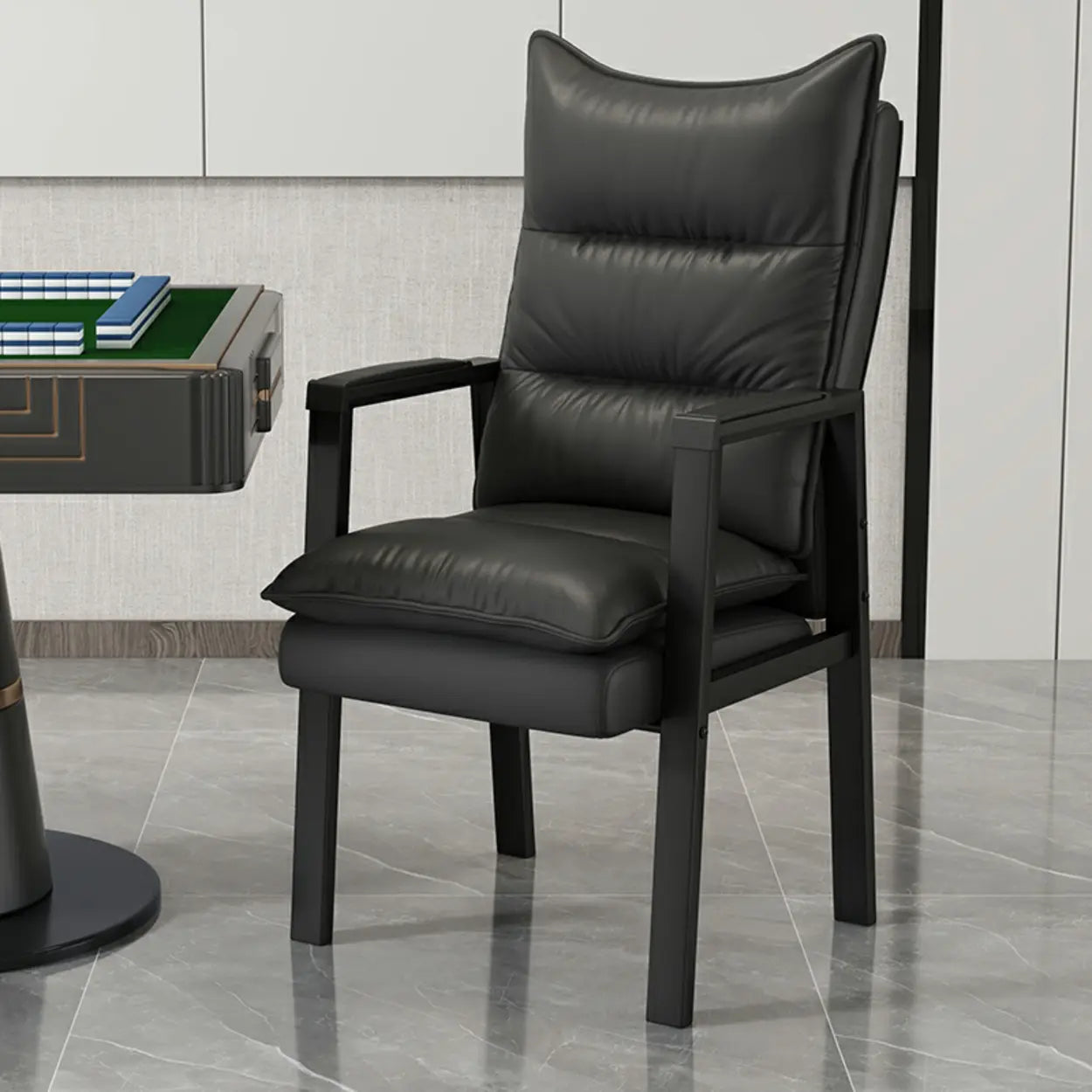 Ergonomic Blue High-Back Padded Office Chair — Black / Tech Cloth