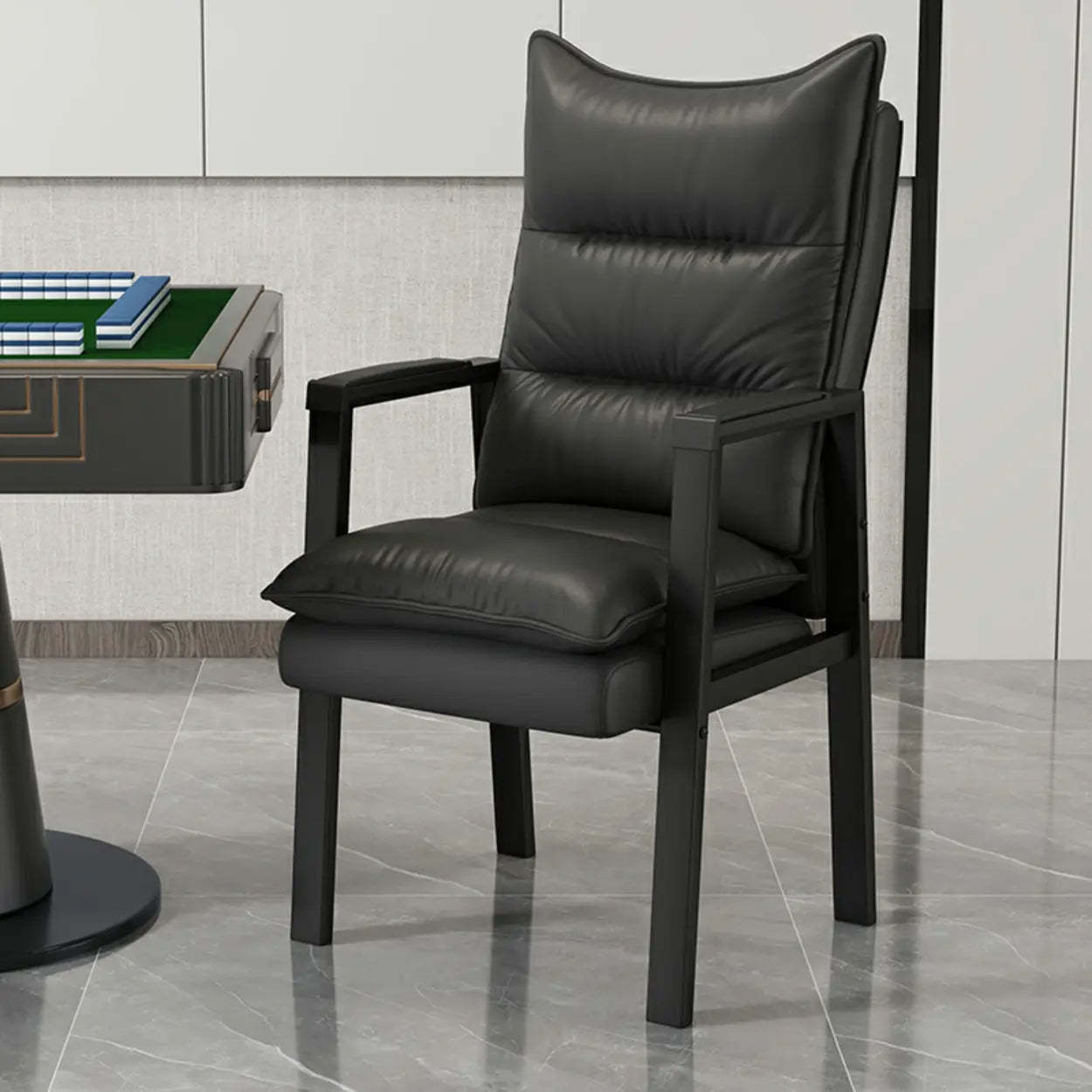 Ergonomic Blue High-Back Padded Office Chair — Black / Tech Cloth