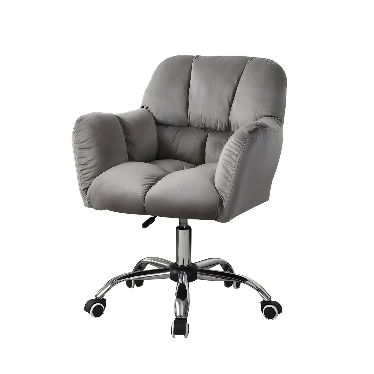 Ergonomic Pink Velvet Armless Office Chair — 1 Piece / Grey