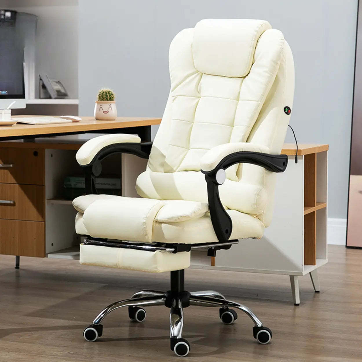 Lighom leather reclining wheels leather steel office chairs