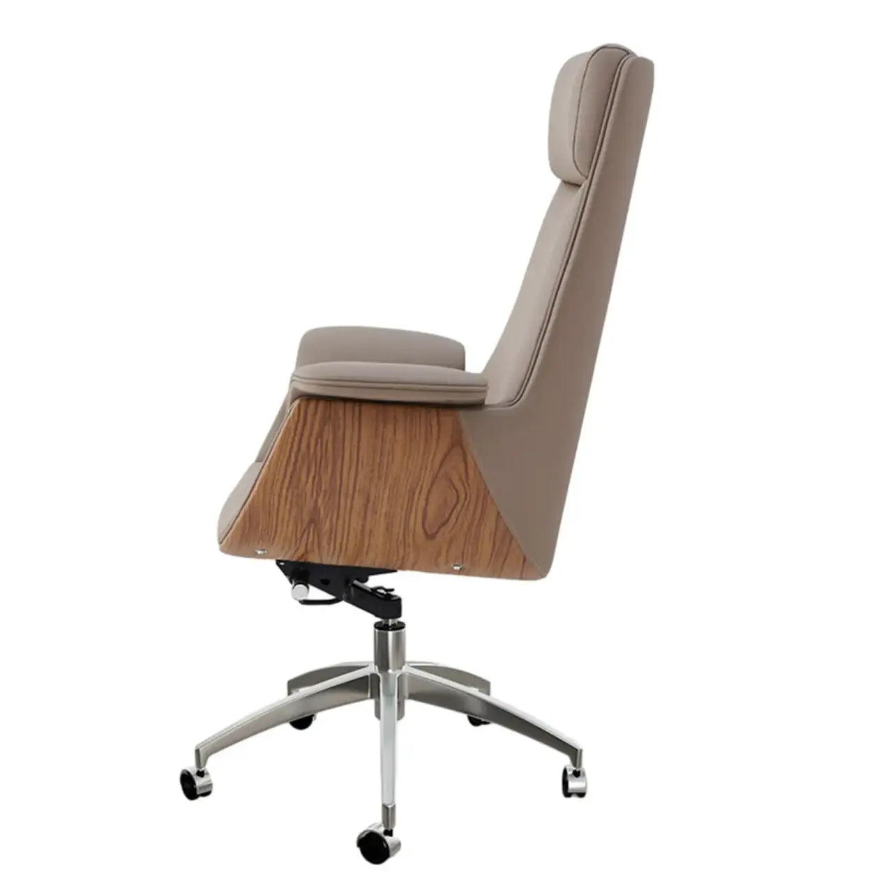 Ergonomic Full-Back Adjustable Swivel Office Chair — off-white / Faux Leather