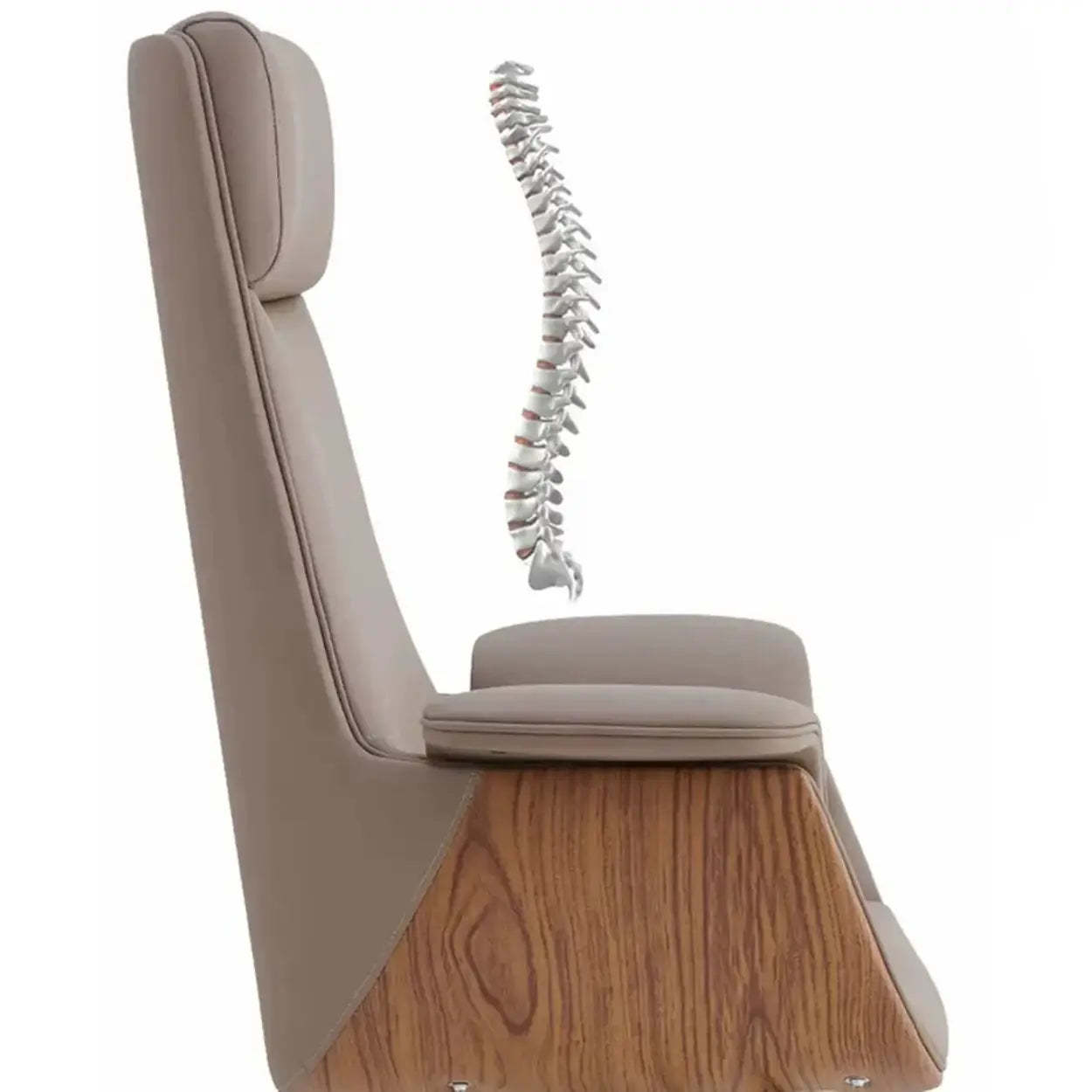 Ergonomic Full-Back Adjustable Swivel Office Chair — Khaki / Microfiber Leather
