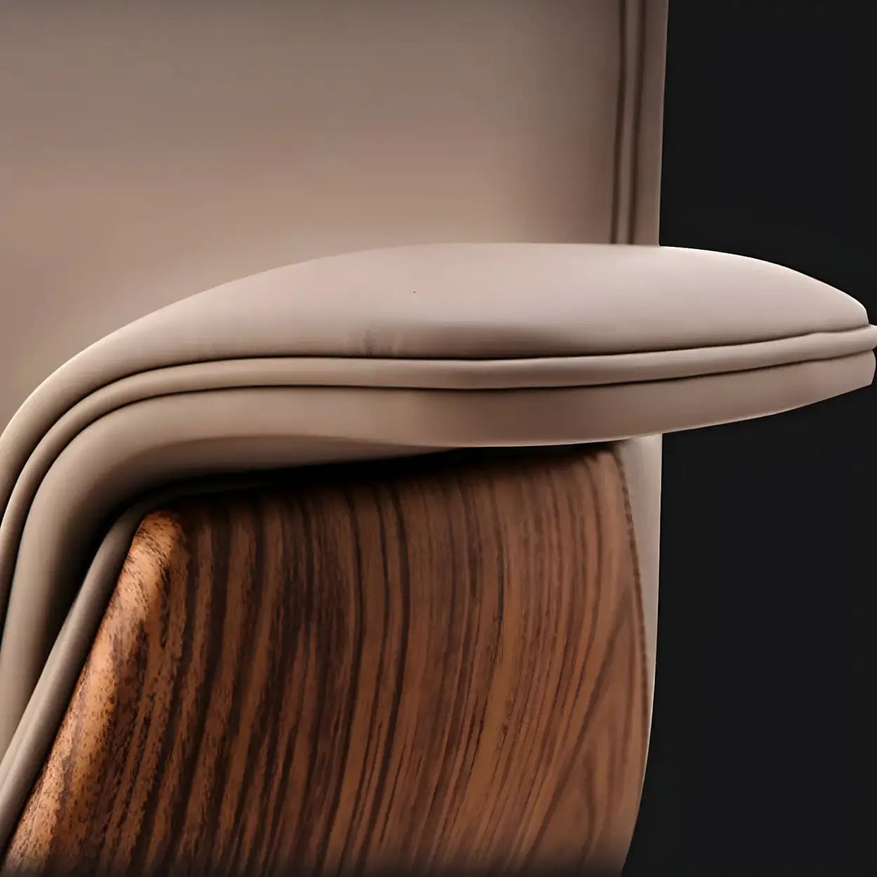Ergonomic Full-Back Adjustable Swivel Office Chair — Khaki / Microfiber Leather