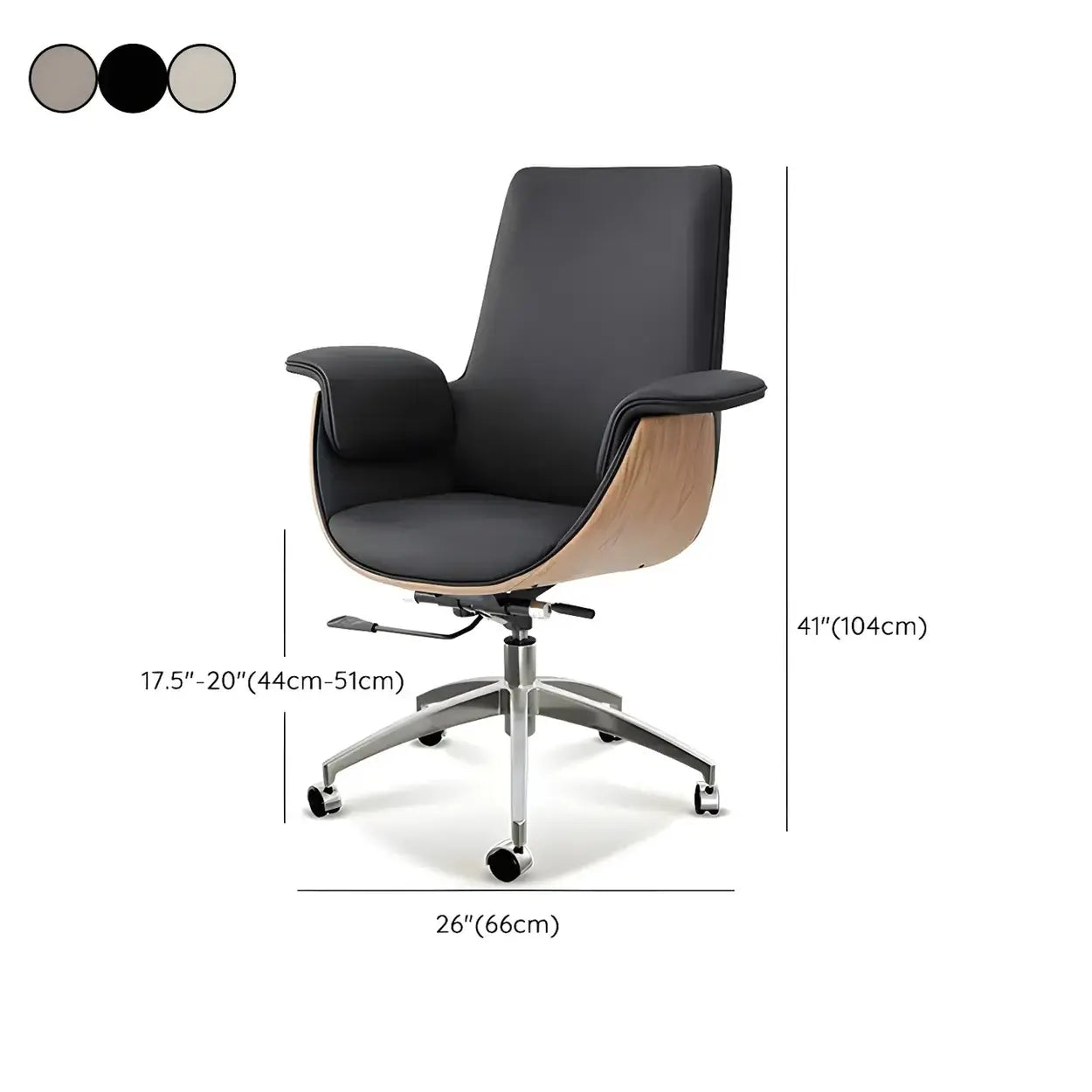 Ergonomic Full-Back Adjustable Swivel Office Chair — Khaki / Cow Leather