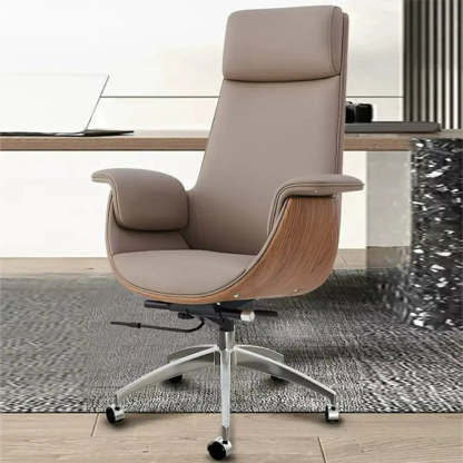 Ergonomic Full-Back Adjustable Swivel Office Chair — Black / Microfiber Leather