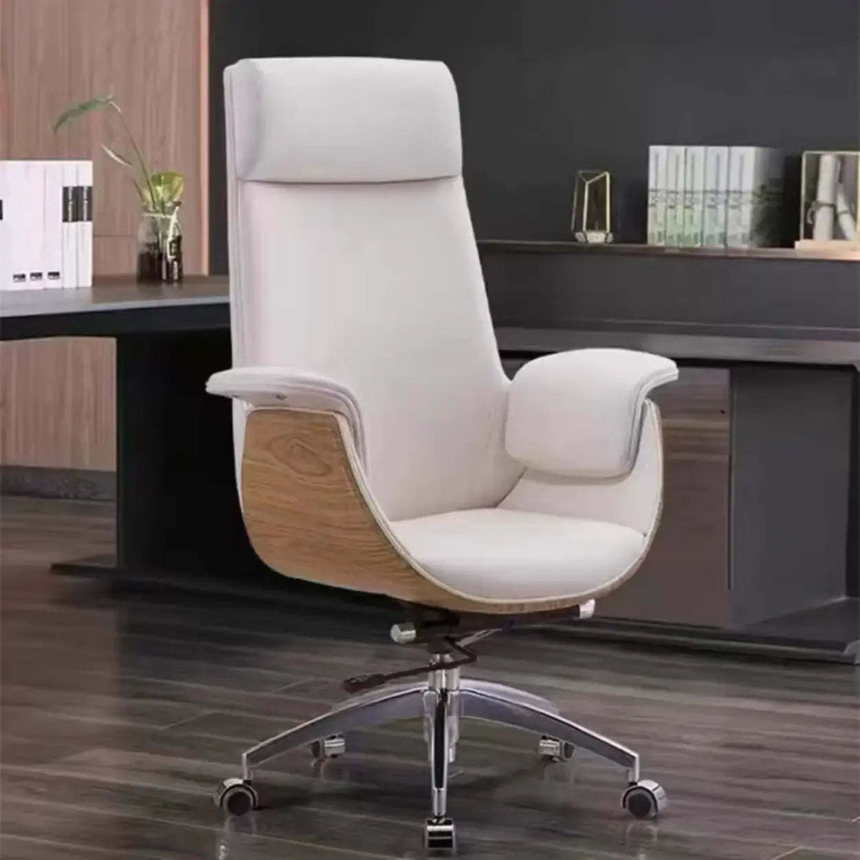 Ergonomic Full-Back Adjustable Swivel Office Chair — Black / Faux Leather