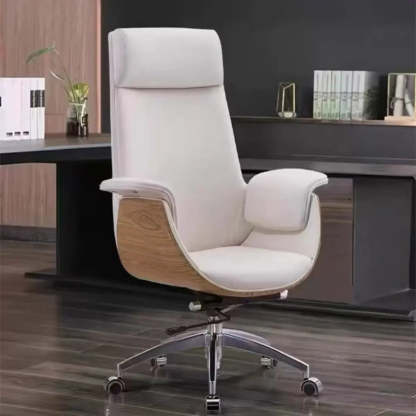 Ergonomic Full-Back Adjustable Swivel Office Chair — Black / Faux Leather