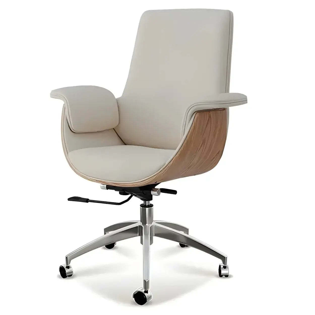 Ergonomic Full-Back Adjustable Swivel Office Chair — Black / Cow Leather