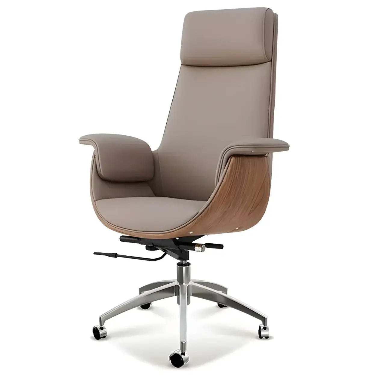 Ergonomic Full-Back Adjustable Swivel Office Chair — off-white / Microfiber Leather