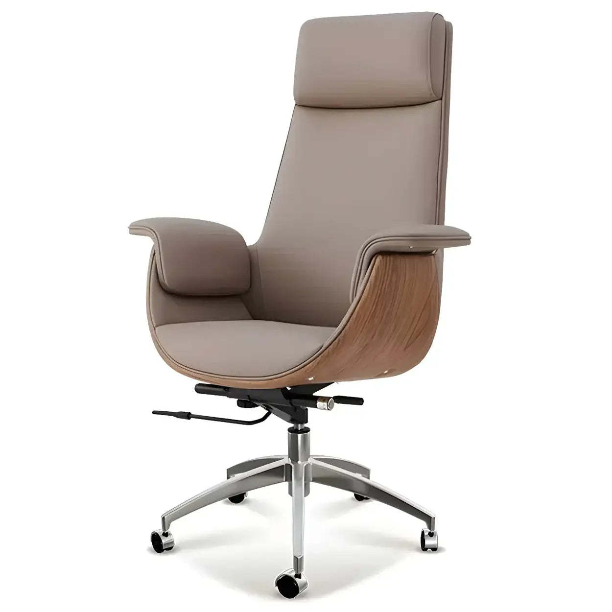 Ergonomic Full-Back Adjustable Swivel Office Chair — off-white / Microfiber Leather