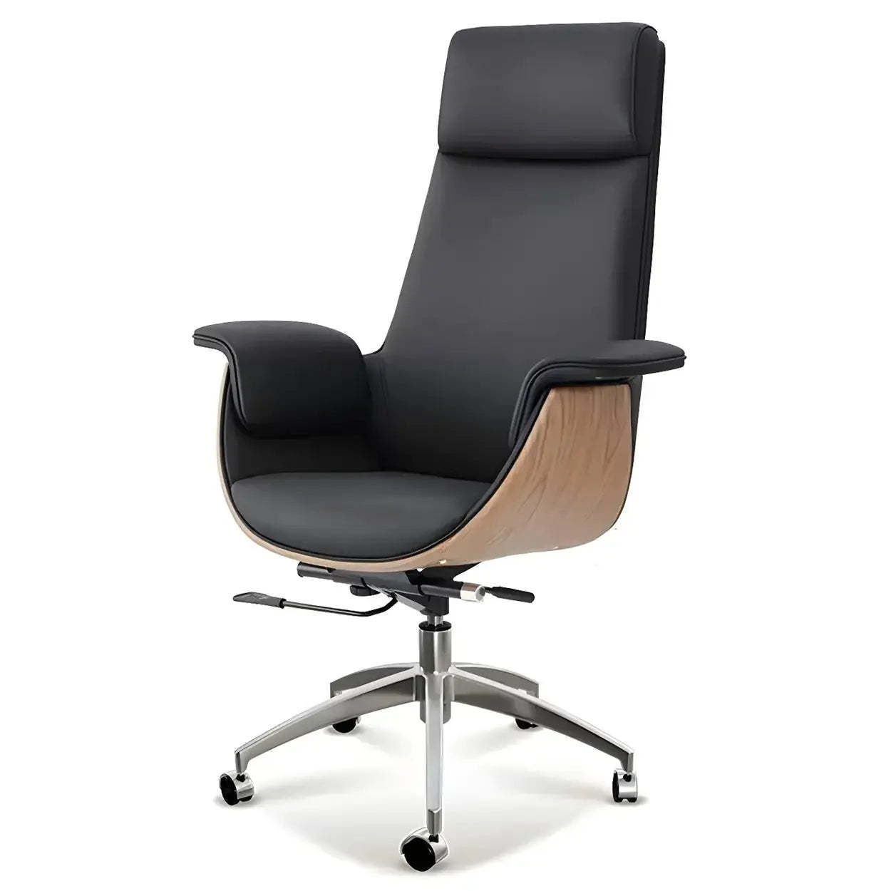 Ergonomic Full-Back Adjustable Swivel Office Chair — off-white / Faux Leather