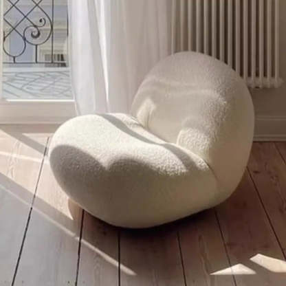 Ergonomic White Sherpa Swivel Side Chair