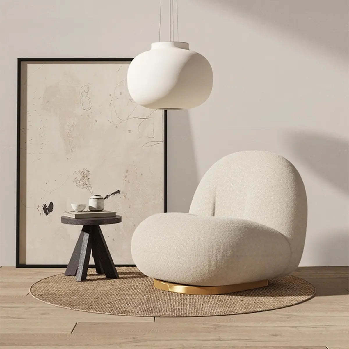Ergonomic White Sherpa Swivel Side Chair — Green / Sherpa