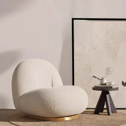 Ergonomic White Sherpa Swivel Side Chair