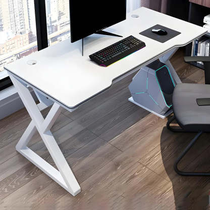 Ergonomic Wood Free-Form Sled Double Computer Desk — Natural Finish / Table Only