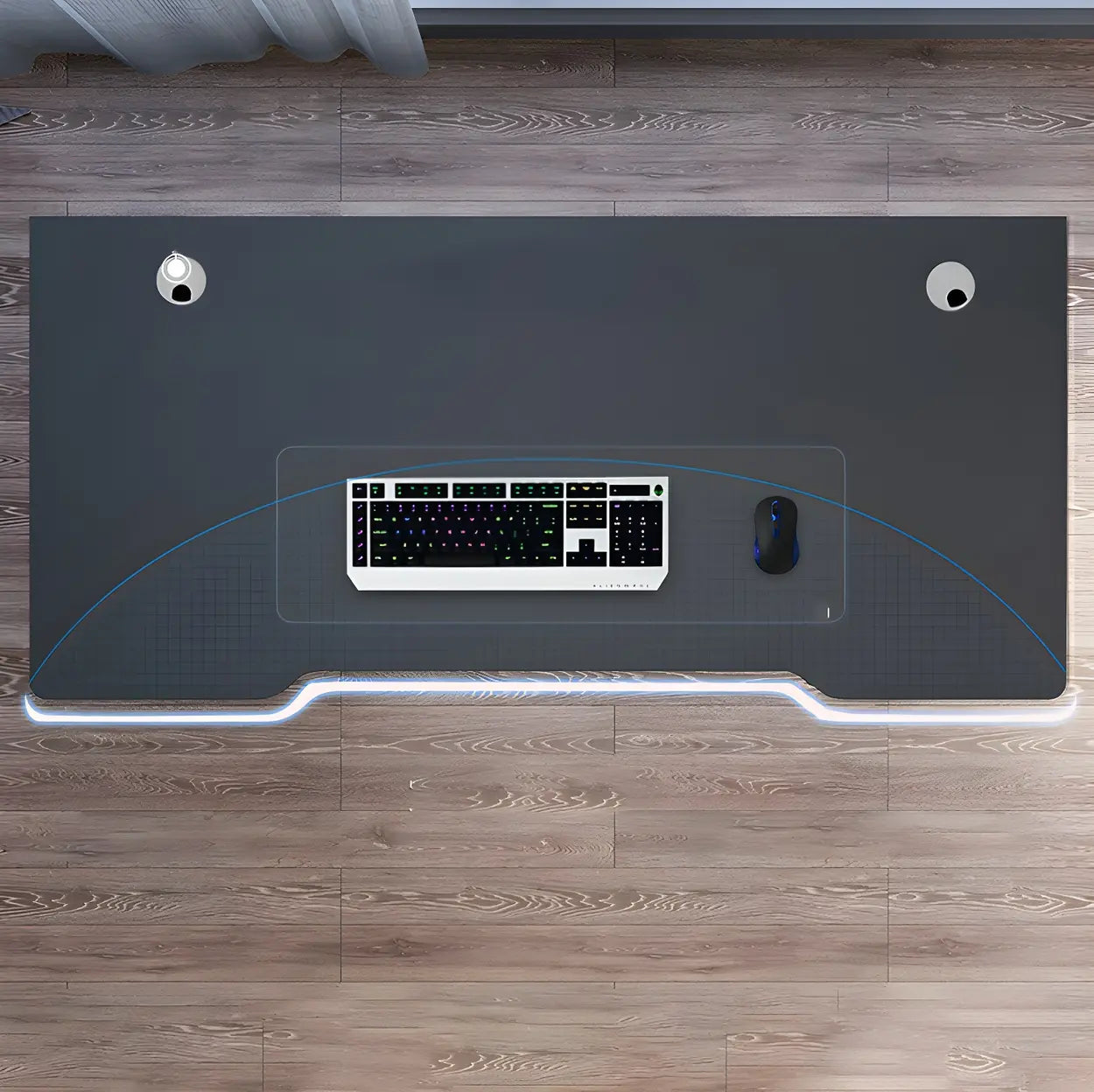 Ergonomic Wood Free-Form Sled Double Computer Desk