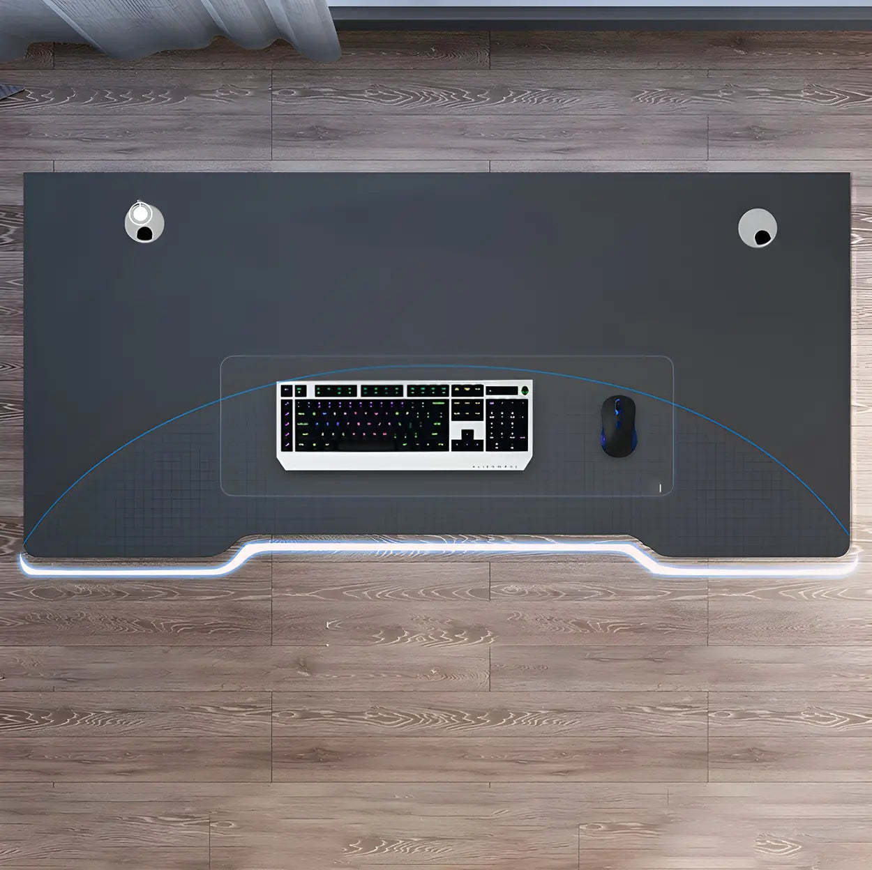 Ergonomic Wood Free-Form Sled Double Computer Desk