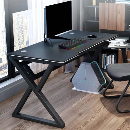 Ergonomic Wood Free-Form Sled Double Computer Desk